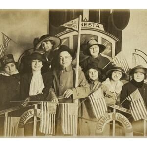 Antique Real Photo Notecard 1903-16 Ephemera Sepia Souvenir SS Tionesta Family